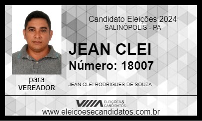 Candidato JEAN CLEI 2024 - SALINÓPOLIS - Eleições