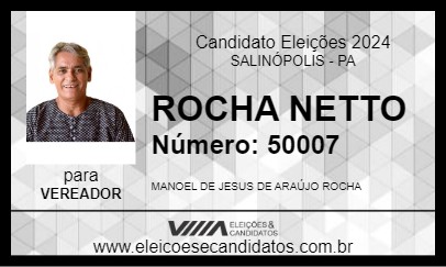 Candidato ROCHA NETTO 2024 - SALINÓPOLIS - Eleições