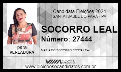 Candidato SOCORRO LEAL 2024 - SANTA ISABEL DO PARÁ - Eleições