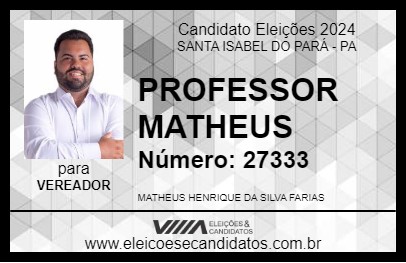 Candidato PROFESSOR MATHEUS 2024 - SANTA ISABEL DO PARÁ - Eleições