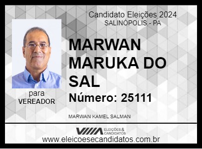 Candidato MARWAN MARUKA DO SAL 2024 - SALINÓPOLIS - Eleições