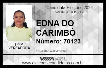 Candidato EDNA DO CARIMBÓ 2024 - SALINÓPOLIS - Eleições