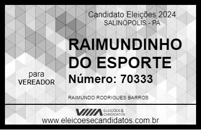 Candidato RAIMUNDINHO DO ESPORTE 2024 - SALINÓPOLIS - Eleições