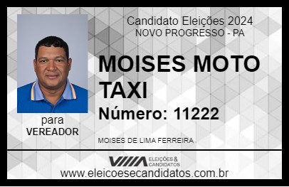 Candidato MOISES MOTO TAXI 2024 - NOVO PROGRESSO - Eleições