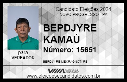 Candidato BEPDJYRE KAMAÚ 2024 - NOVO PROGRESSO - Eleições