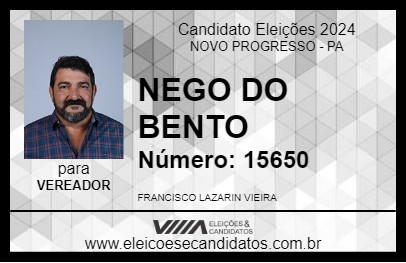 Candidato NEGO DO BENTO 2024 - NOVO PROGRESSO - Eleições