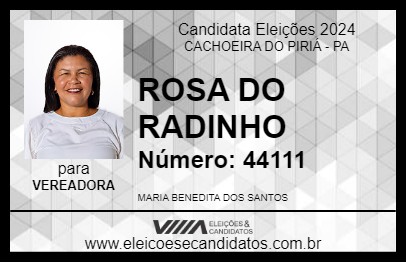 Candidato ROSA DO RADINHO 2024 - CACHOEIRA DO PIRIÁ - Eleições