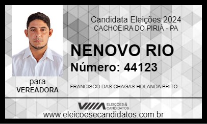 Candidato NENOVO RIO 2024 - CACHOEIRA DO PIRIÁ - Eleições