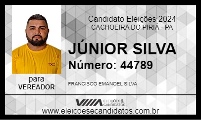 Candidato JÚNIOR SILVA 2024 - CACHOEIRA DO PIRIÁ - Eleições