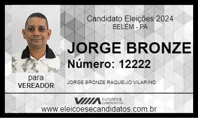 Candidato JORGE BRONZE 2024 - BELÉM - Eleições