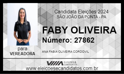 Candidato FABY OLIVEIRA 2024 - SÃO JOÃO DA PONTA - Eleições