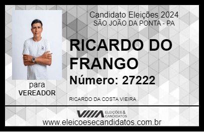 Candidato RICARDO DO FRANGO 2024 - SÃO JOÃO DA PONTA - Eleições