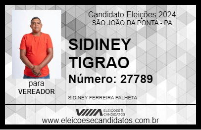 Candidato SIDINEY TIGRAO 2024 - SÃO JOÃO DA PONTA - Eleições