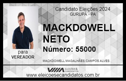 Candidato MACKDOWELL NETO 2024 - GURUPÁ - Eleições