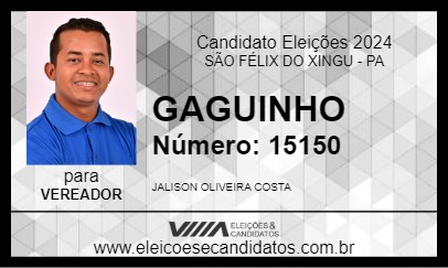 Candidato GAGUINHO DO XINGU 2024 - SÃO FÉLIX DO XINGU - Eleições