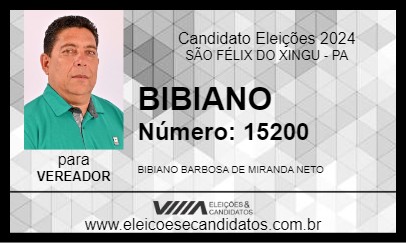 Candidato BIBIANO 2024 - SÃO FÉLIX DO XINGU - Eleições