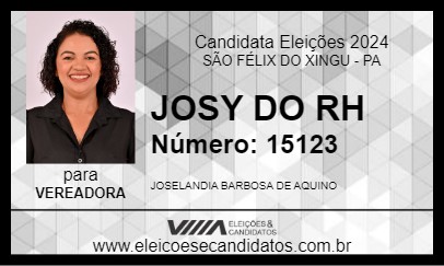 Candidato JOSY DO RH 2024 - SÃO FÉLIX DO XINGU - Eleições