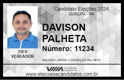 Candidato DAVISON PALHETA 2024 - GURUPÁ - Eleições