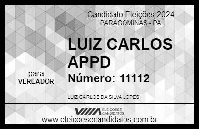 Candidato LUIZ CARLOS APPD 2024 - PARAGOMINAS - Eleições