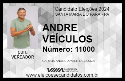 Candidato ANDRE VEÍCULOS 2024 - SANTA MARIA DO PARÁ - Eleições