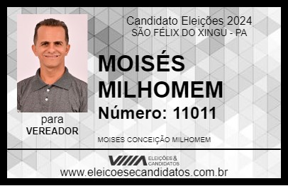 Candidato MOISÉS MILHOMEM 2024 - SÃO FÉLIX DO XINGU - Eleições