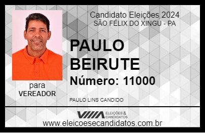 Candidato PAULO BEIRUTE 2024 - SÃO FÉLIX DO XINGU - Eleições