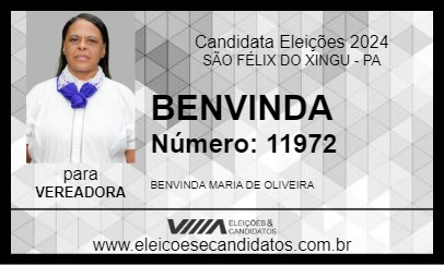 Candidato BENVINDA 2024 - SÃO FÉLIX DO XINGU - Eleições