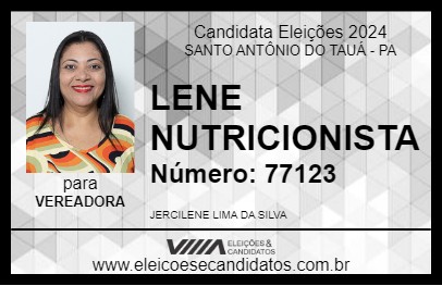 Candidato LENE NUTRICIONISTA 2024 - SANTO ANTÔNIO DO TAUÁ - Eleições