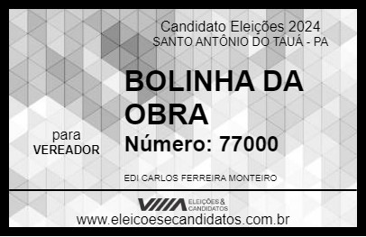 Candidato BOLINHA DA OBRA 2024 - SANTO ANTÔNIO DO TAUÁ - Eleições