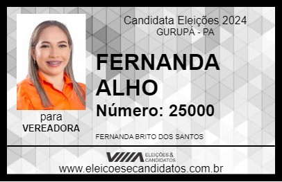 Candidato FERNANDA ALHO 2024 - GURUPÁ - Eleições