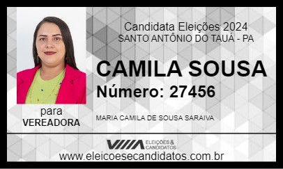 Candidato CAMILA SOUSA 2024 - SANTO ANTÔNIO DO TAUÁ - Eleições