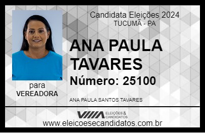 Candidato ANA PAULA TAVARES 2024 - TUCUMÃ - Eleições