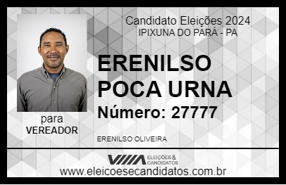 Candidato ERENILSO POCA URNA 2024 - IPIXUNA DO PARÁ - Eleições