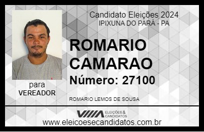 Candidato ROMARIO CAMARAO 2024 - IPIXUNA DO PARÁ - Eleições