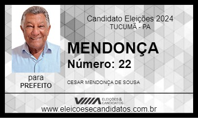 Candidato MENDONÇA 2024 - TUCUMÃ - Eleições