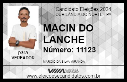 Candidato MACIN DO LANCHE 2024 - OURILÂNDIA DO NORTE - Eleições