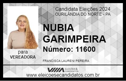 Candidato NUBIA GARIMPEIRA 2024 - OURILÂNDIA DO NORTE - Eleições