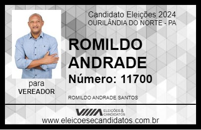 Candidato ROMILDO ANDRADE 2024 - OURILÂNDIA DO NORTE - Eleições