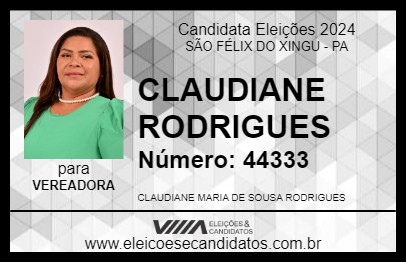 Candidato CLAUDIANE RODRIGUES 2024 - SÃO FÉLIX DO XINGU - Eleições