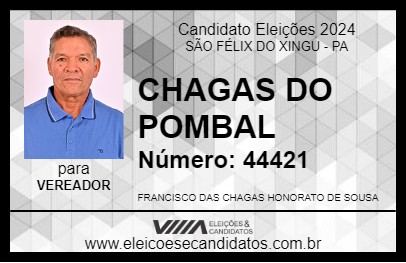 Candidato CHAGAS DO POMBAL 2024 - SÃO FÉLIX DO XINGU - Eleições