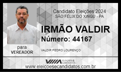 Candidato IRMÃO VALDIR DA TABOCA 2024 - SÃO FÉLIX DO XINGU - Eleições