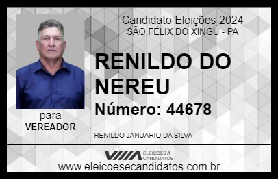 Candidato RENILDO DO NEREU 2024 - SÃO FÉLIX DO XINGU - Eleições