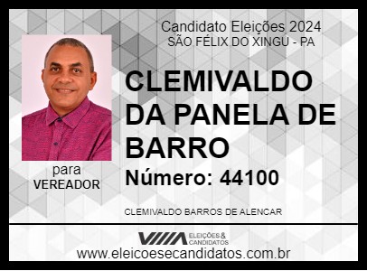 Candidato CLEMIVALDO DA PANELA DE BARRO 2024 - SÃO FÉLIX DO XINGU - Eleições