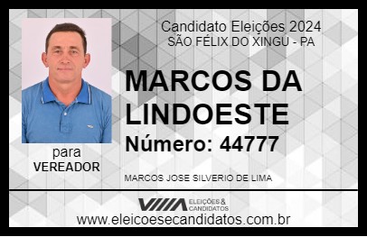 Candidato MARCOS DA LINDOESTE 2024 - SÃO FÉLIX DO XINGU - Eleições