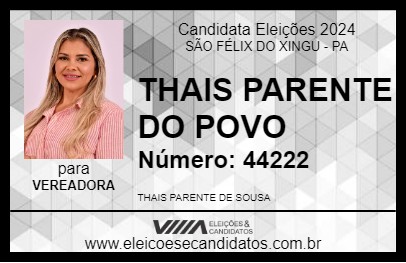 Candidato THAIS PARENTE DO POVO 2024 - SÃO FÉLIX DO XINGU - Eleições