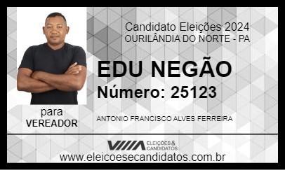 Candidato EDU NEGÃO 2024 - OURILÂNDIA DO NORTE - Eleições