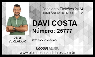 Candidato DAVI COSTA 2024 - OURILÂNDIA DO NORTE - Eleições