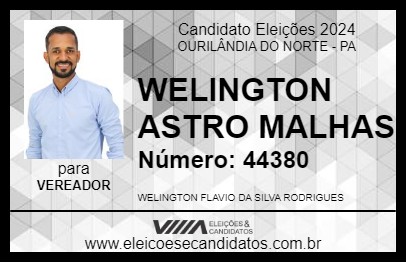 Candidato WELINGTON ASTRO MALHAS 2024 - OURILÂNDIA DO NORTE - Eleições