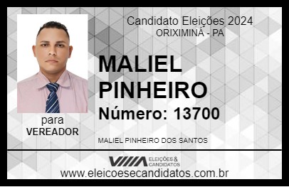 Candidato MALIEL PINHEIRO 2024 - ORIXIMINÁ - Eleições