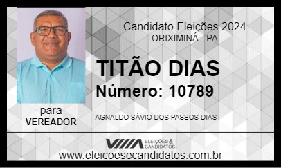 Candidato TITÃO DIAS 2024 - ORIXIMINÁ - Eleições